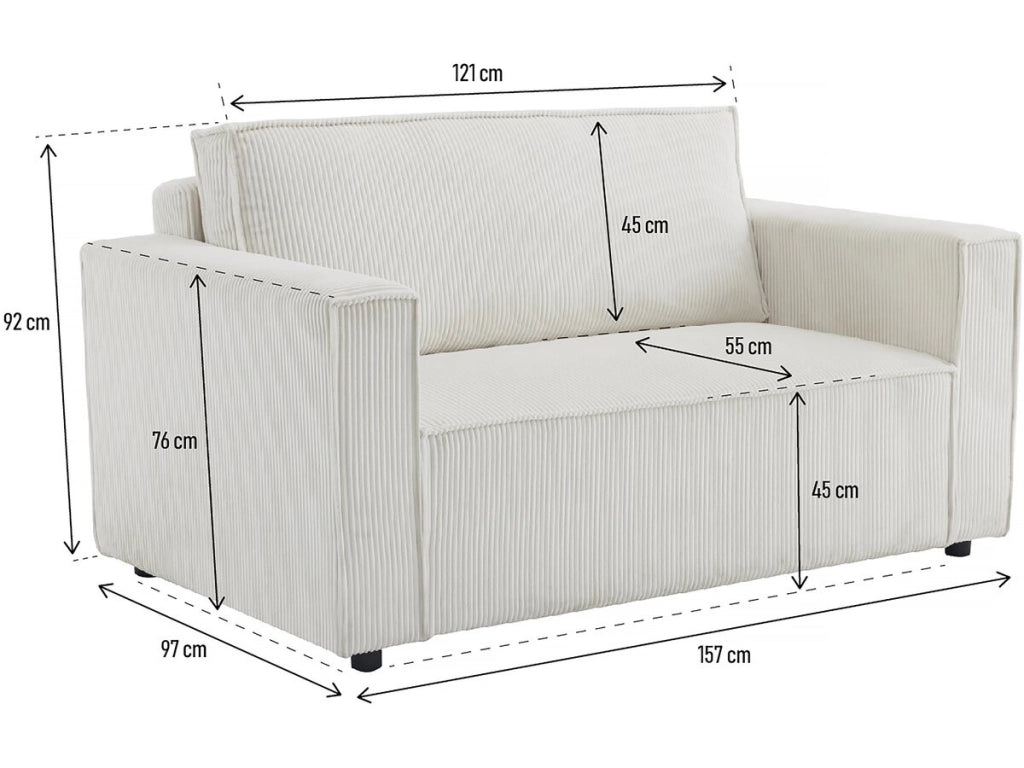 Divano letto posti in velluto a coste "Grenelle" - 2 posti - Beige
