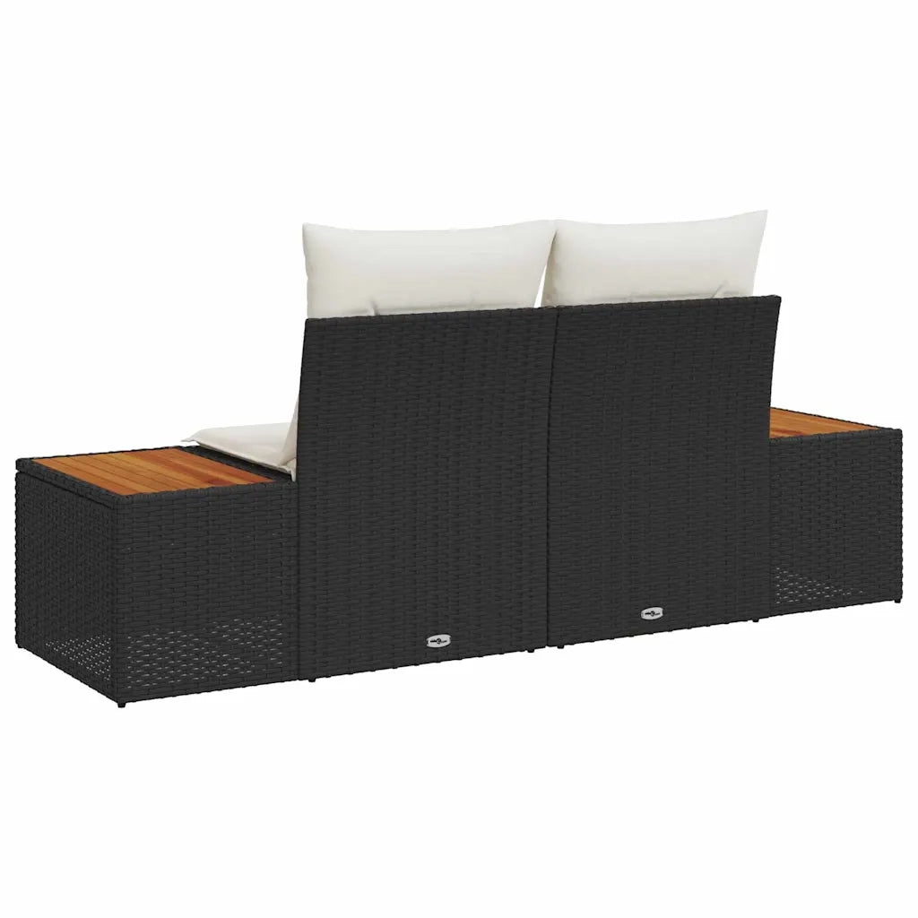 Divano da giardino Nero 184 x 62 x 85cm polyrattan 42006817