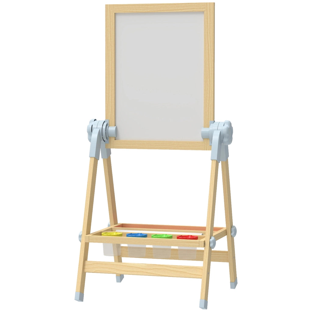Cavalletto per Bambini Doppia Lavagna per Gesso e Pennarelli. Lavagnetta Magnetica e Rotolo di Carta. Legno