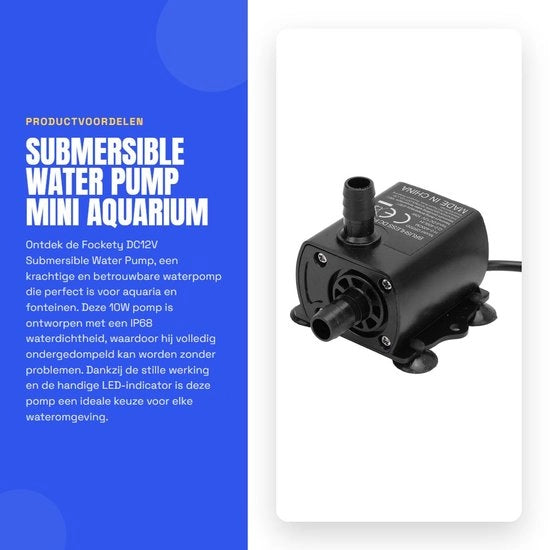 Pompa subacquea 10W - Pompa subacquea - Pompa per acquario - Impermeabile IP68 - Silenziosa - Potenza regolabile - Pompa submersibile