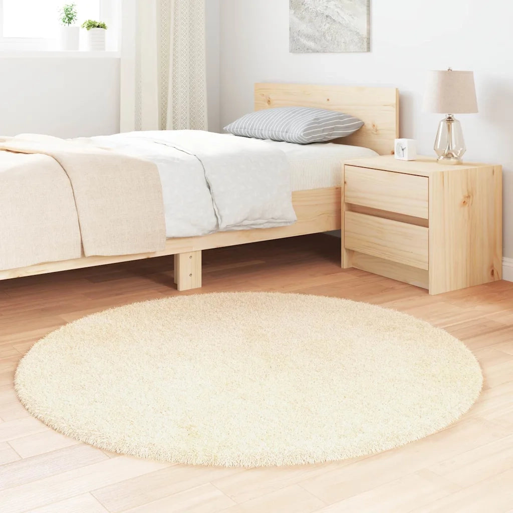 Tappeto Shaggy a Pelo Lungo NAVARRA Crema 120x120 cm poliestere 4102903