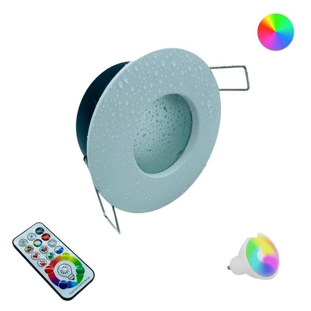 Trade Shop - Faretto A Led Da Incasso Per Bagno Box Doccia Lampada Rgbw 10w Gu10 Cromoterapia - Bianco