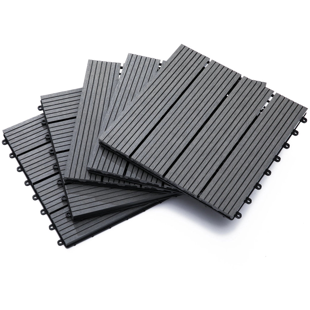 Pavimentazione da Esterno Incastrabile Piastrelle da Giardino 11 Mattonelle 30x30x2.2 cm Grigio