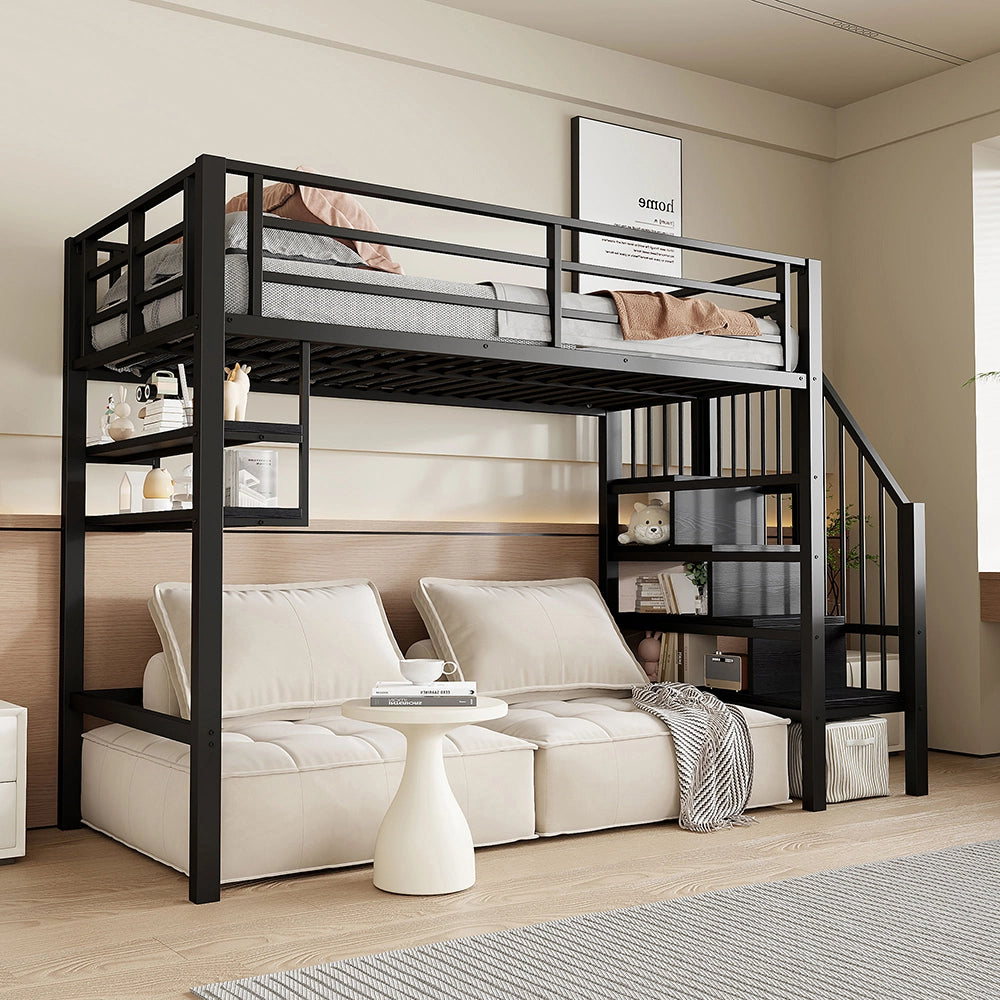 Letto a soppalco - Xylo - 90x200 cm contenitore nero