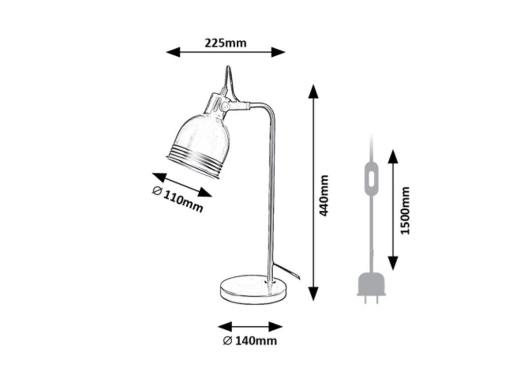 Lampada da scrivania vintage nera E14 Flint 2240 Rabalux