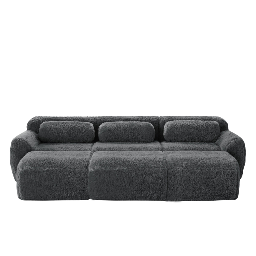 OKWISH Divano Modulare, Design Senza Struttura con Seduta Ampia, Configurazione Flessibile e Base Antiscivolo, Peluche Grigio