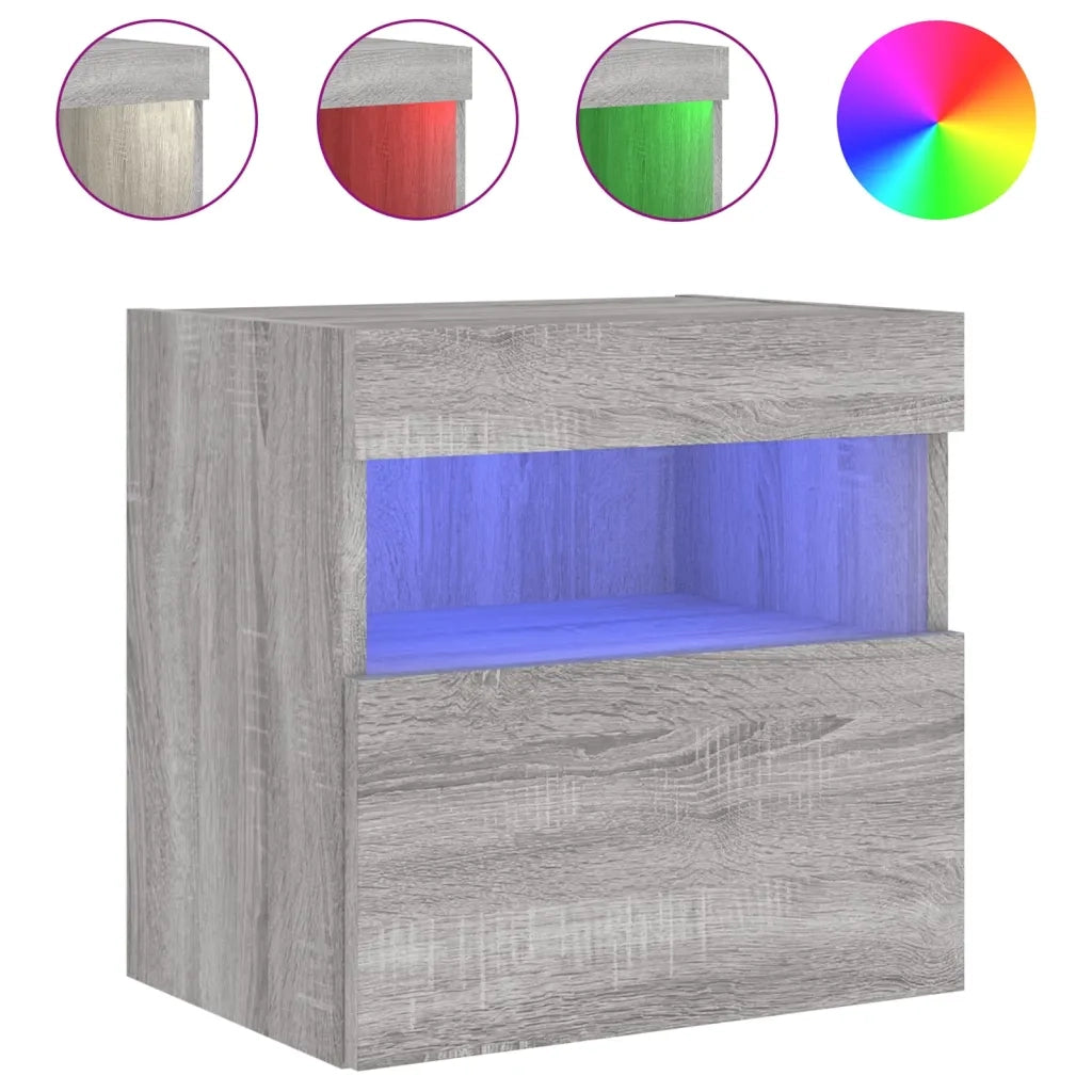 Mobile TV a Parete | Armadietto TV | Mobile Porta TV con Luci LED Grigio Sonoma 40x30x40 cm