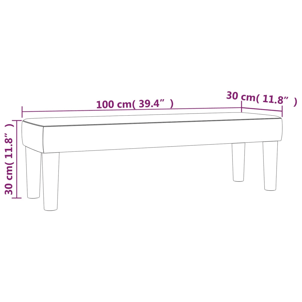 Panca-Sgabello Grigio Chiaro 100x30x30 cm in Velluto