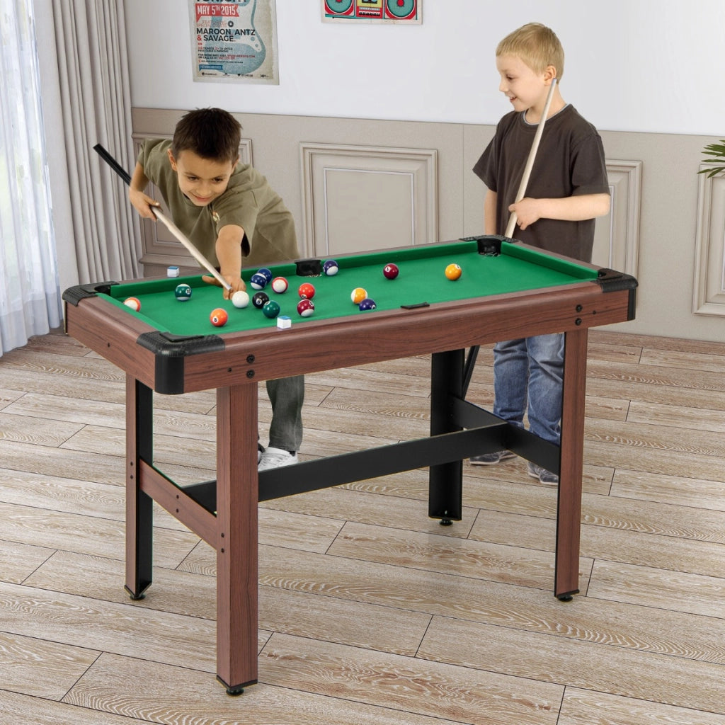 Tavolo da biliardo 122cm con set completo di palline 2 steccette 2 gessi, Tavolo da gioco da biliardo in legno Verde