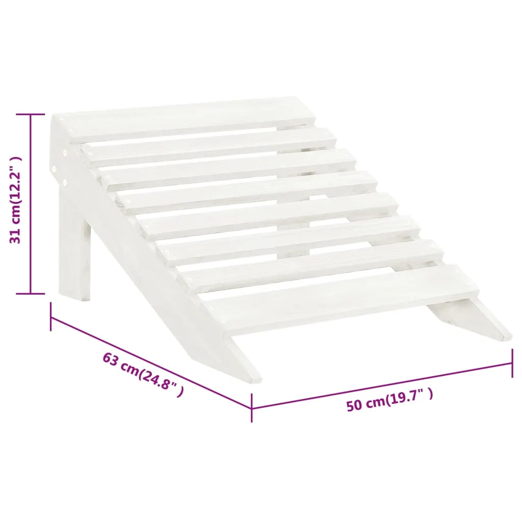 Sedia da Giardino con Poggiagambe in Legno Bianco 40859