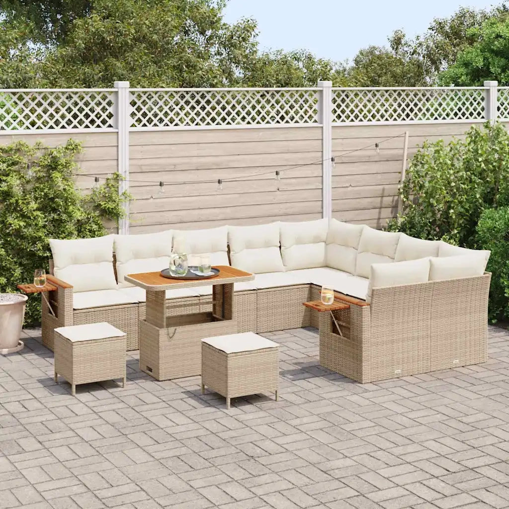 Set Divano da Giardino 12 pcs Beige polyrattan