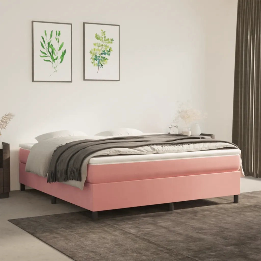 Struttura Letto a Rete a Molle Rosa 180x200 cm in Velluto