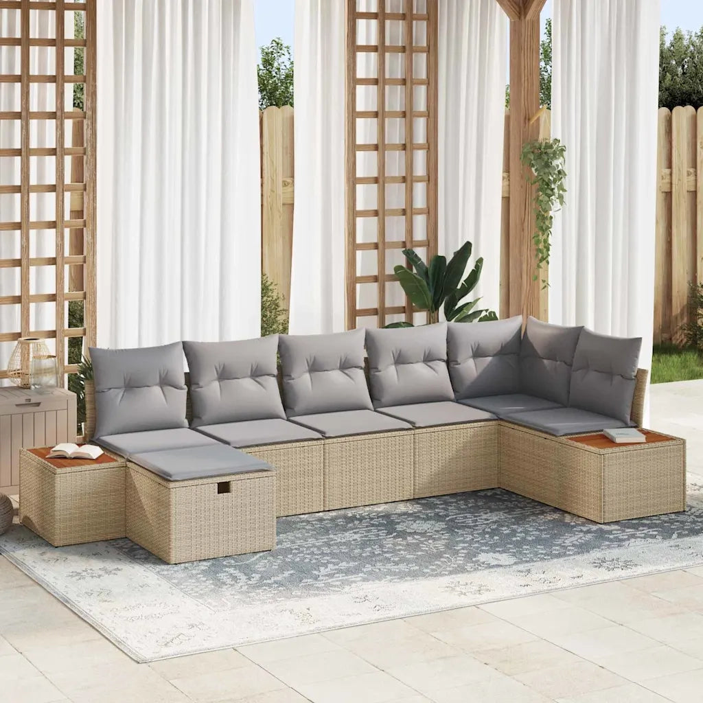 Set Divano da Giardino con cuscino 8 pcs Beige polyrattan 3359642
