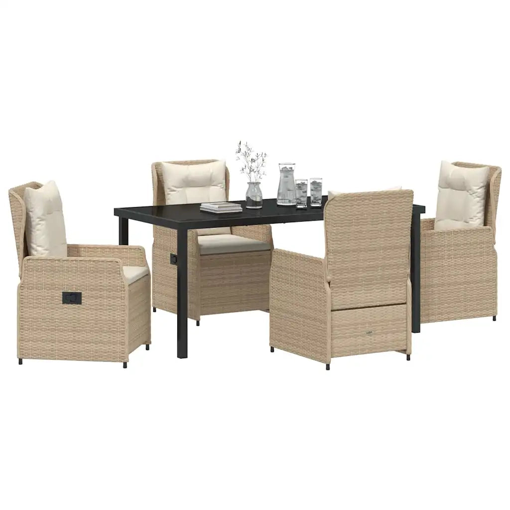 Set da Pranzo per Giardino 5 pcs Beige e Grigio Chiaro