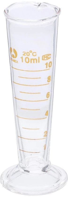 Bicchiere di Laboratorio con Cono 10 ml in Vetro Borosilicato - Resistente al Calore - Bicchiere con Bocca Larga
