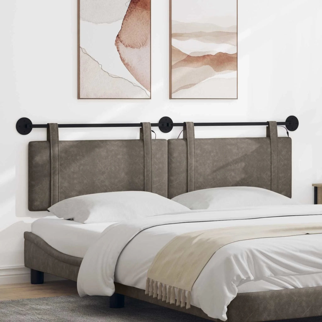 Testiera sospesa Con luce LED Grigio PU Antico 3423981