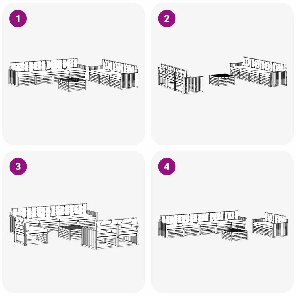 Set di divani da esterno 8 pcs Bianco e Crema 3390160