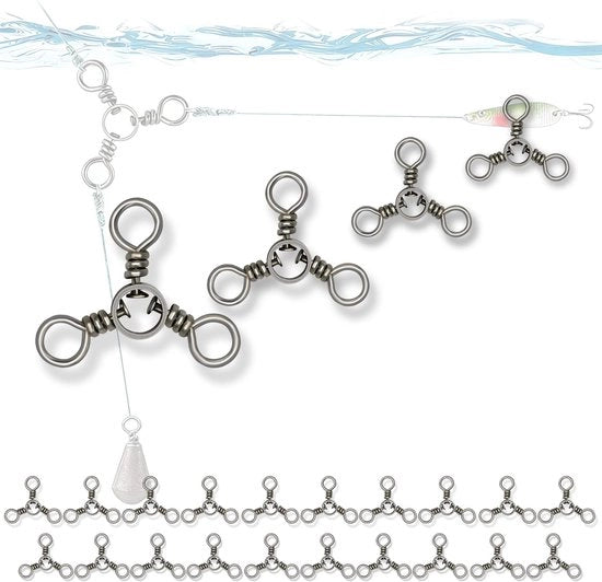 Accessori per Pesca - Cardanico 3 vie - Acciaio Inossidabile - Capacità di Sostegno 12 kg a 36 kg - 360 Gradi Rotanti - 4 Dimensioni 1# 3# 5# 7#