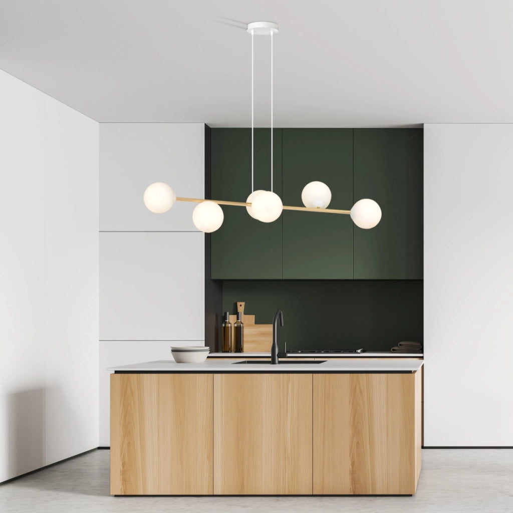 Lampadario Emibig Gravity 6 6xE14 bianco oro 110cm
