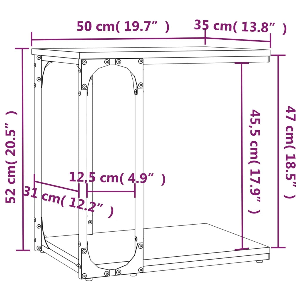 Tavolino-Tavolino da soggiorno-Tavolo Rovere Sonoma 50x35x52 cm in Legno Multistrato