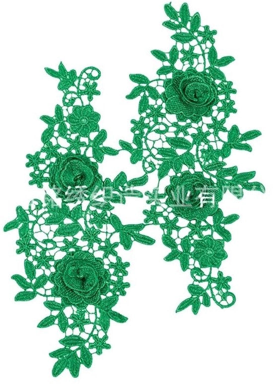 Pannelli di ricamo multicolore - fiori - manufatti a mano - 2 pezzi - 270 mm larghezza - ideali per abiti e capi di abbigliamento