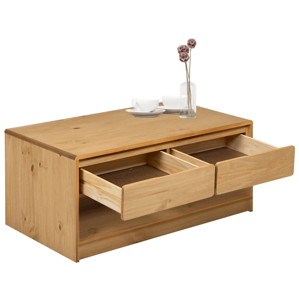 Tavolino salotto | Tavolino da caff¨¨ | Tavolino da Soggiorno SAUDA Rovere 99x55x45 cm Legno Massello Pino