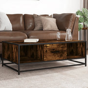 Tavolino-Tavolino da soggiorno-Tavolo Rovere Fumo 100x57x35cm in Legno Multistrato e Metallo