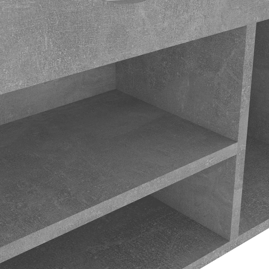Panca-Sgabello Scarpe con Cuscino Grigio Cemento 104x30x49cm Multistrato
