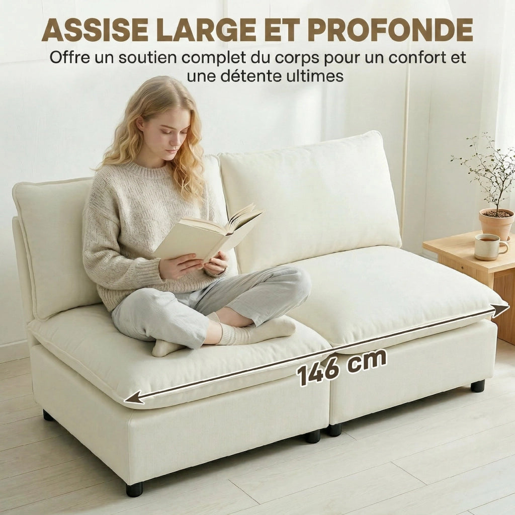 Divano 2 posti senza braccioli ¨C Minimal ¨C crema 146 cm