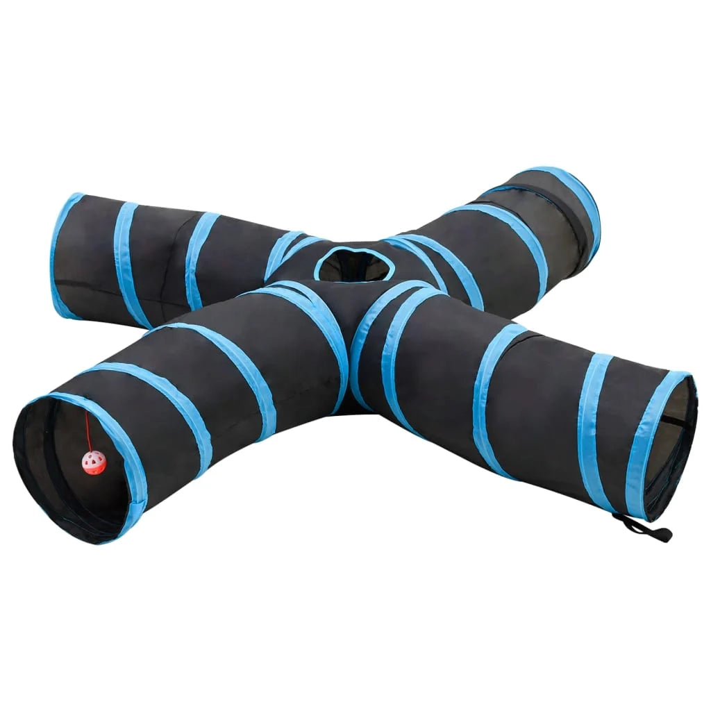 Tunnel per gatti a 4 vie 25 cm poliestere nero e blu 02_0005139