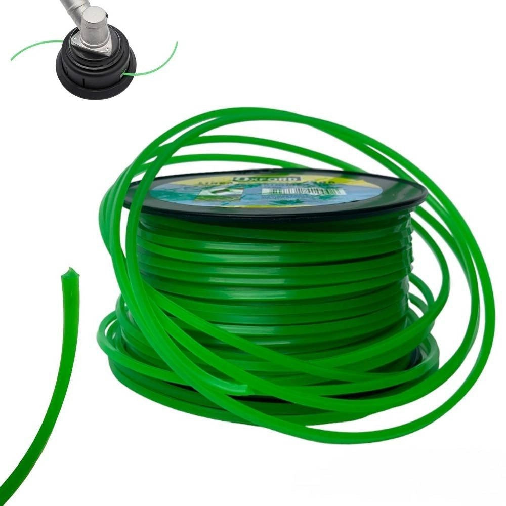 Trade Shop - Filo Per Decespugliatore Quadrato 5 Mm Bobina 100mt Taglaerba Cavo Matassa Verde -