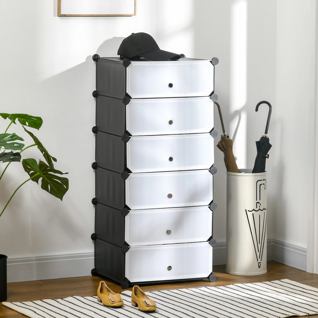 Armadio per scarpe modulare con 6 cubi impilabili ¨C Minimal ¨C 49x36.5x108 cm bianco