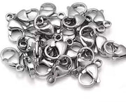 Sieradensluiting in acciaio inossidabile 100 pezzi - Chiusura a molla da 12 mm - Armbandiera - Slitta per artigianato di gioielleria - Fai da te per creare gioielli - Chiusura a molla con occhiello