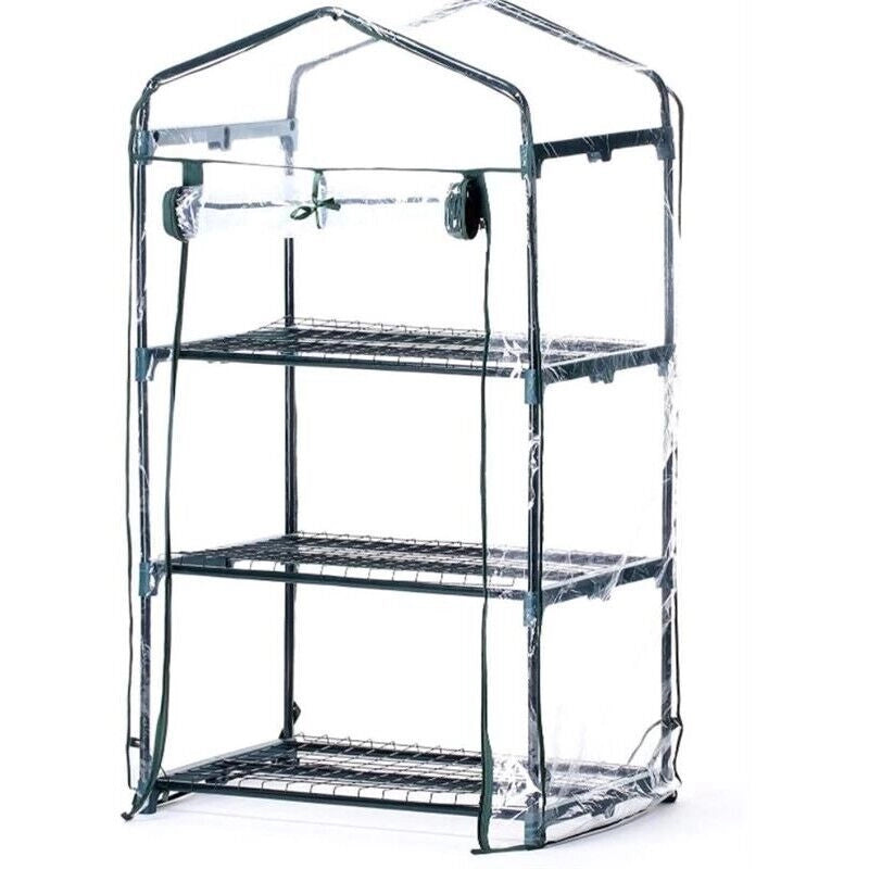 SERRA CON TELO IN PVC APRIBILE 3 RIPIANI E STRUTTURA IN METALLO 69 X 49 X H126CM