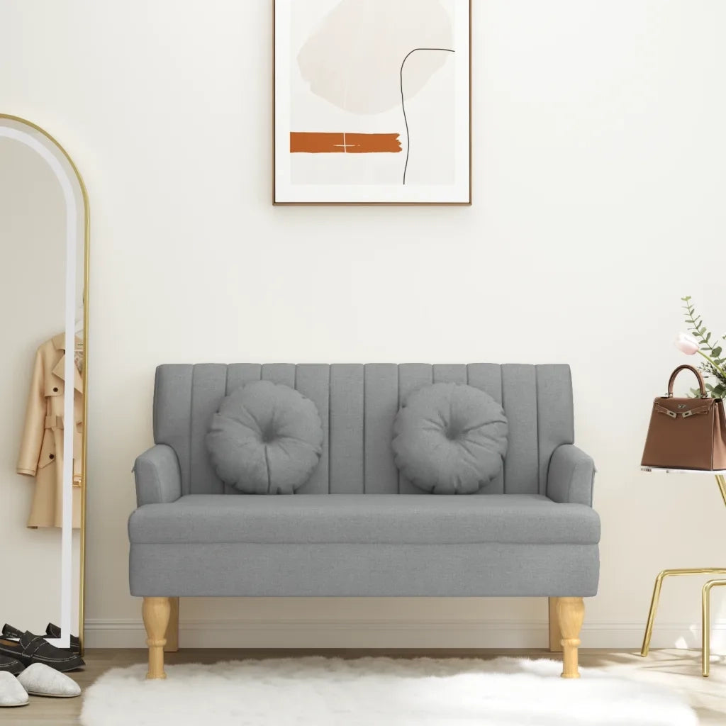Panca con Cuscini-Sgabello-Divano Grigio Chiaro 113x64,5x75,5 cm in Tessuto