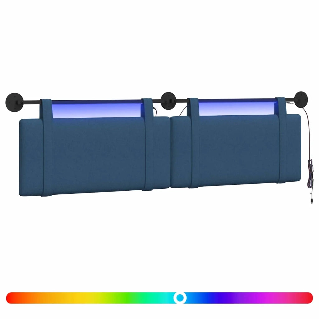 Testiera sospesa Con luce LED Blu Tessuto 3423975