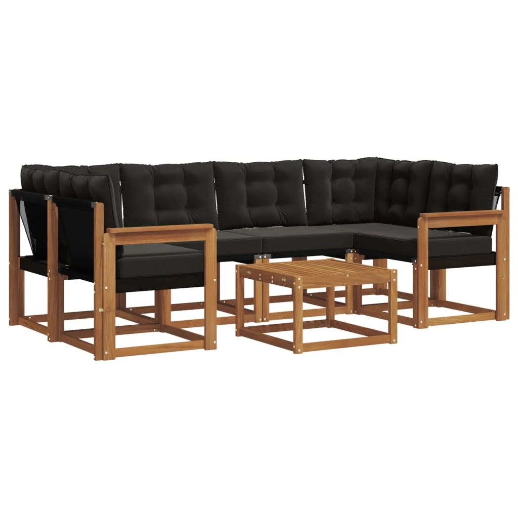 Set di divani da esterno con cuscino 7 pcs Naturale e Nero 3368443