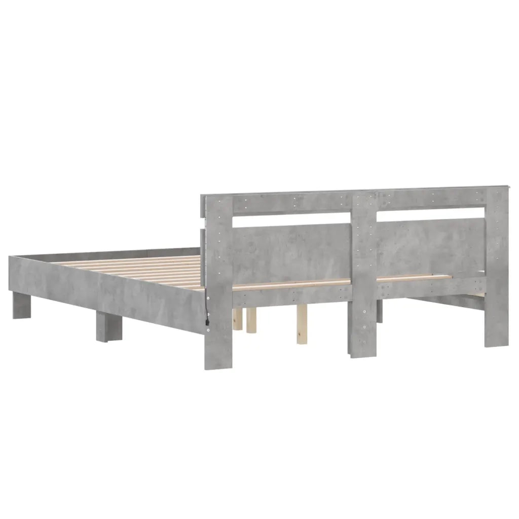 Giroletto con Testiera e LED Grigio Cemento 150x200 cm 3207542