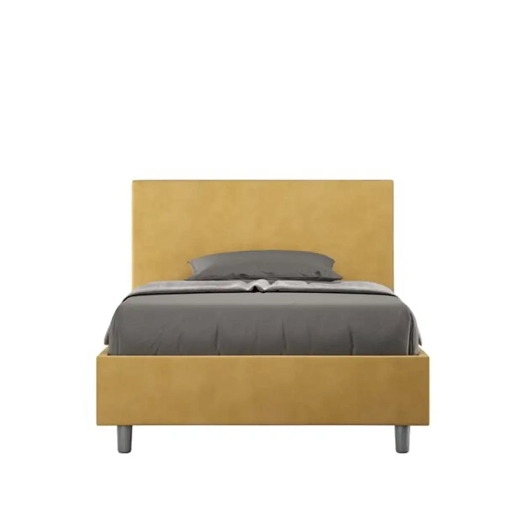 Letto una piazza e mezza senza rete imbottito 120x210 microfibra ocra Adele