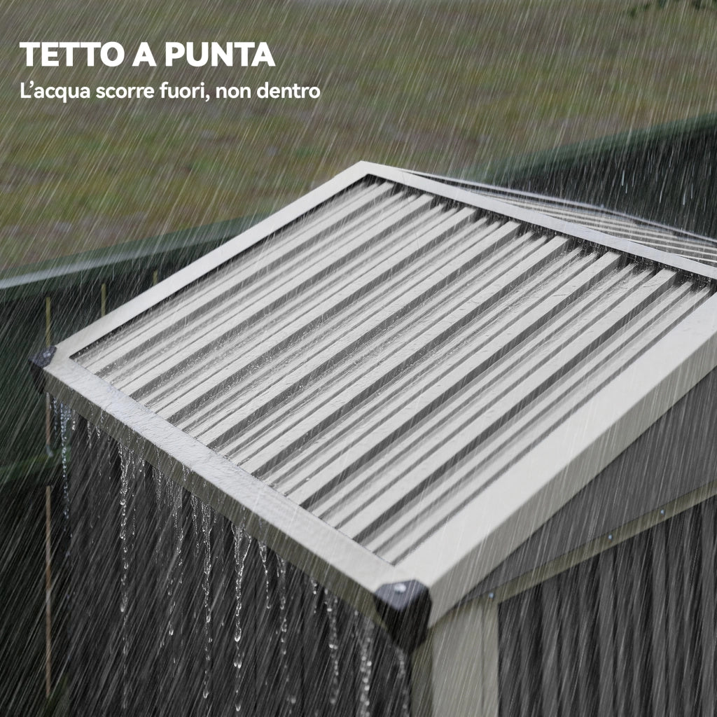 Casetta da Giardino ¨C Minimal ¨C Grigio Argento Acciaio 133x87x178 cm