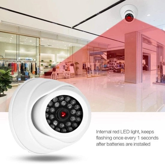 Fake Camera di Sicurezza con Luce LED - Riproduzione Realistica di una Camera per la Sicurezza Esterna e Interna
