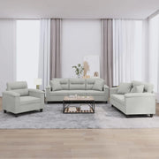 Set Divani 3 pz con Cuscini Grigio Chiaro in Tessuto Microfibra