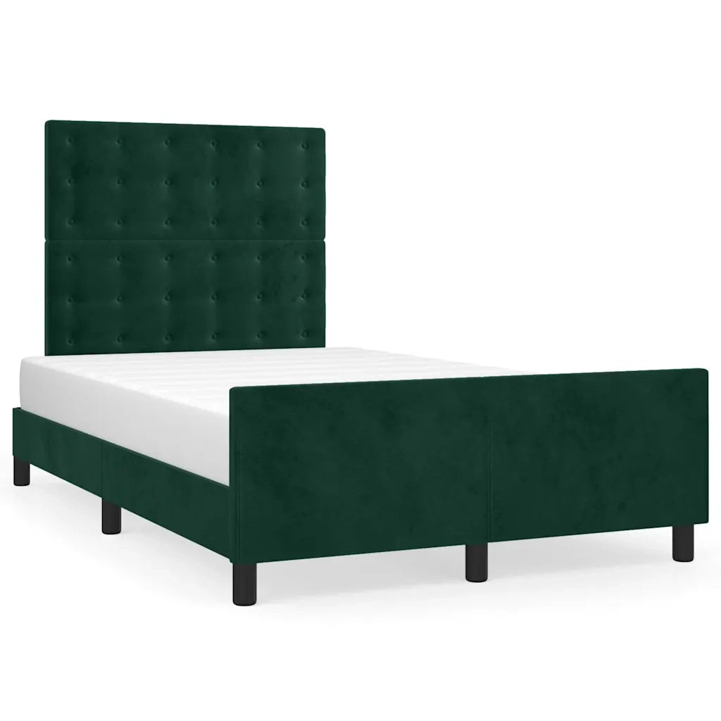 Letto matrimoniale | Letto per adulti | Giroletto senza Materasso Verde Scuro 120x200 cm in Velluto