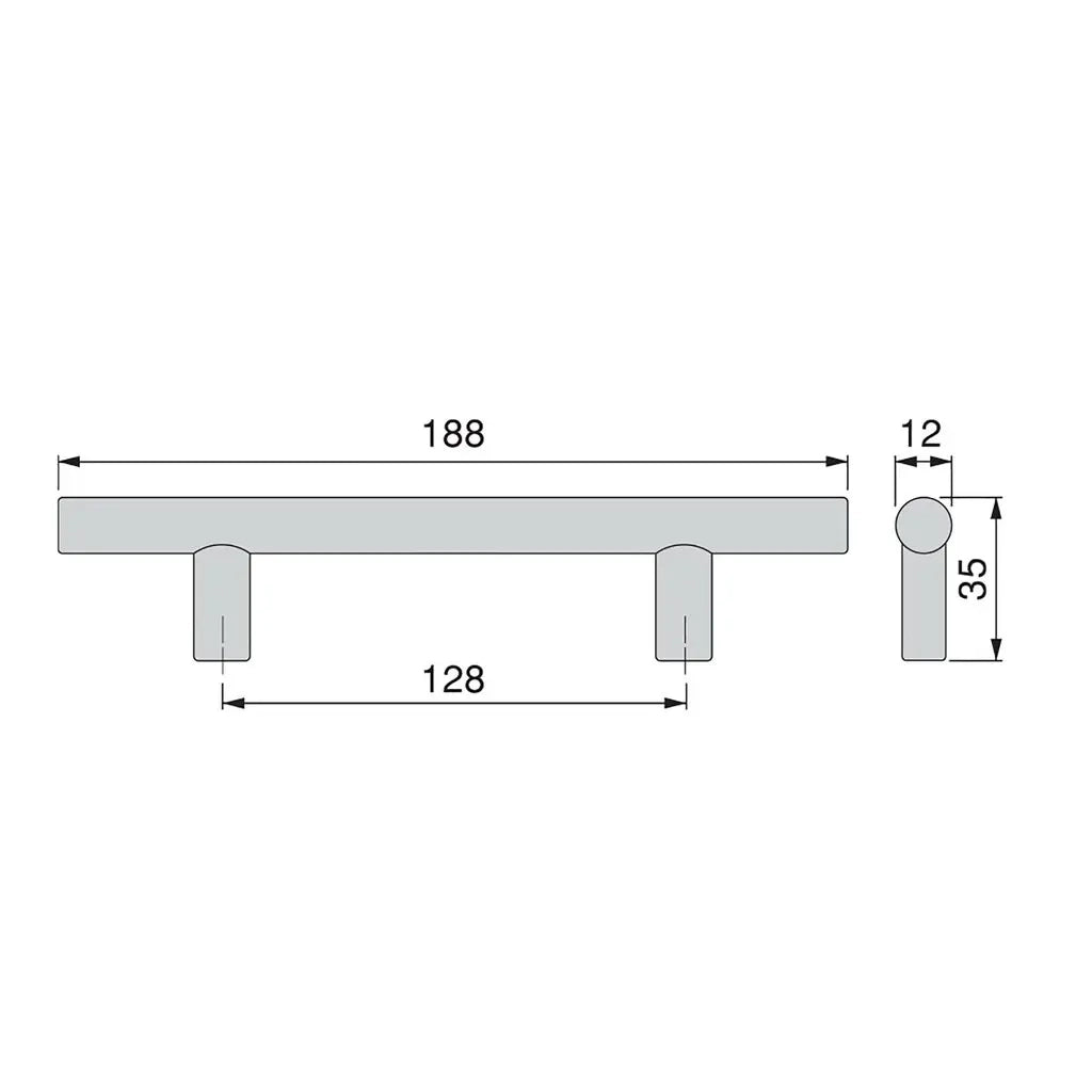 Maniglia per mobili Orlando L188 mm, interasse 128 mm, Acciaio, Nichel satinato