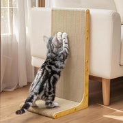 Krappa per gatti in cartone 58 cm L-shape - Protezione per montaggio a parete - Piastra orizzontale in cartone duraturo - Protegge i mobili - Per gatti da appartamento - Materiale legno leggero - Grande