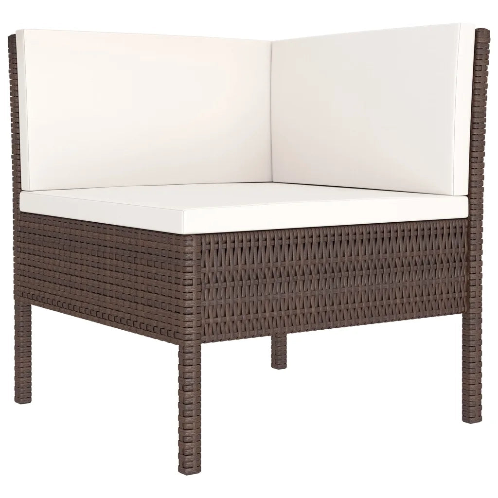 Set Divani da Giardino 6 pz con Cuscini in Polyrattan Marrone 3094371