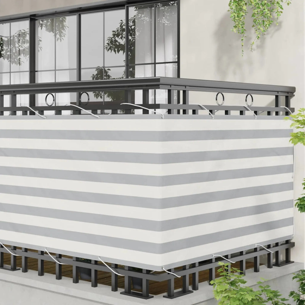 Schermo da balcone | Paravento da Balcone Grigio chiaro e bianco 100 x 600 cm