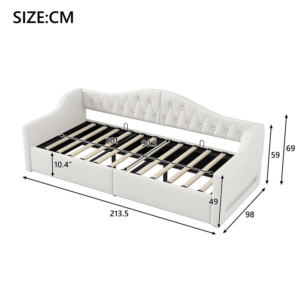 Letto imbottito - Xylo - 90x200cm LED con contenitore, beige