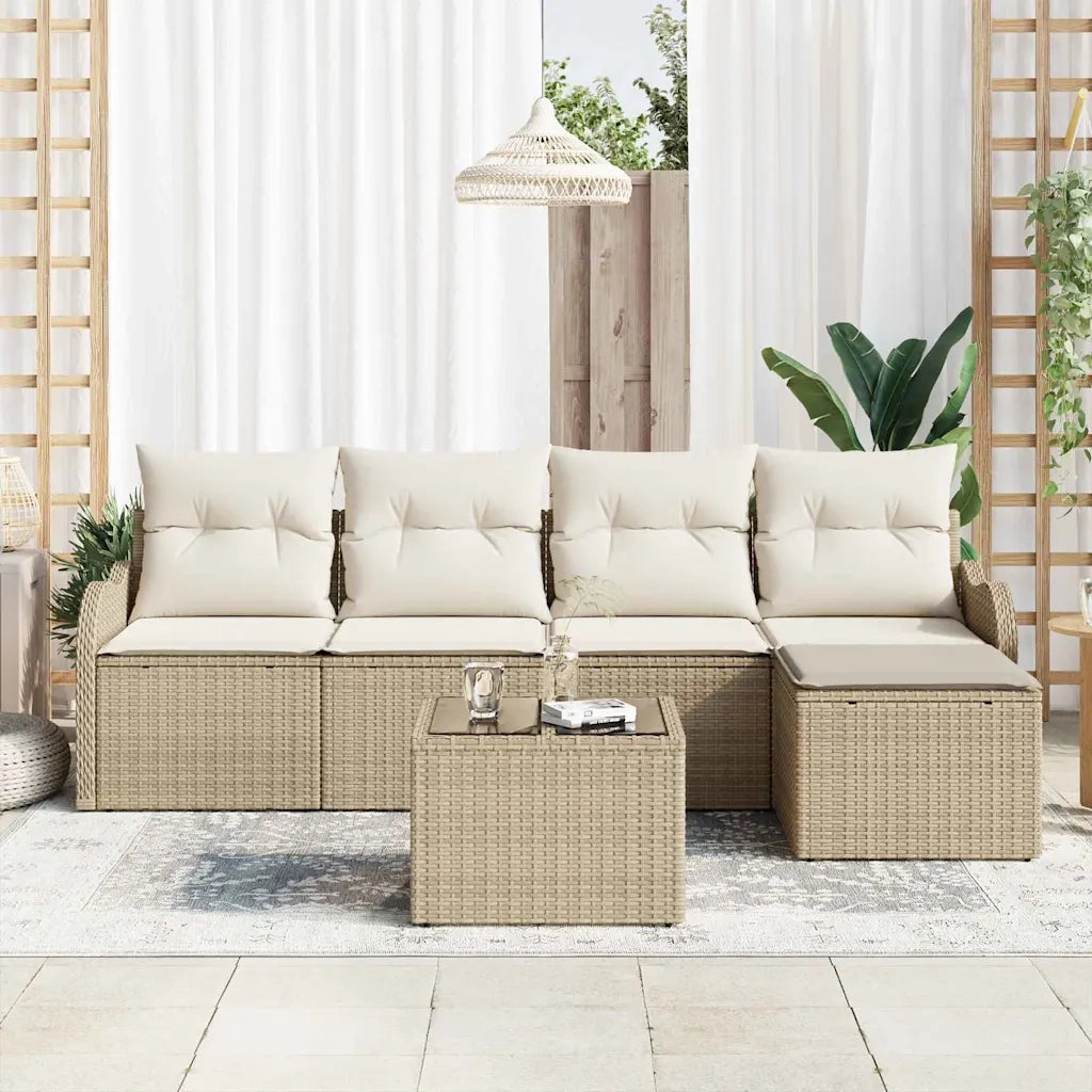 Set Divano da Giardino con cuscino 6 pcs Marrone Poly Rattan 3354340