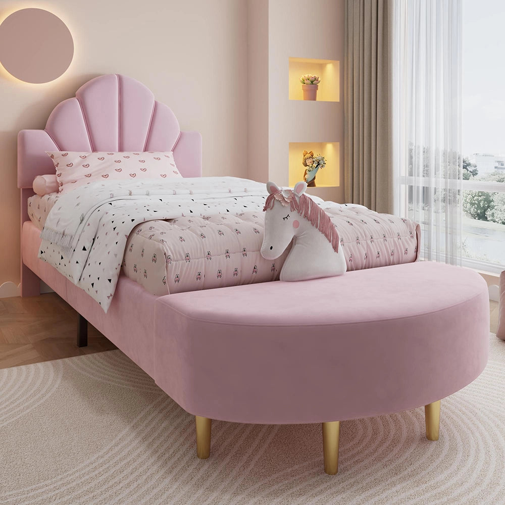 Letto imbottito-Xylo-90x200cm velluto panchina antishock rosa